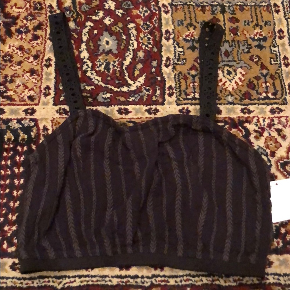 Black Urban Outfitters Cropped Tank Lace Straps